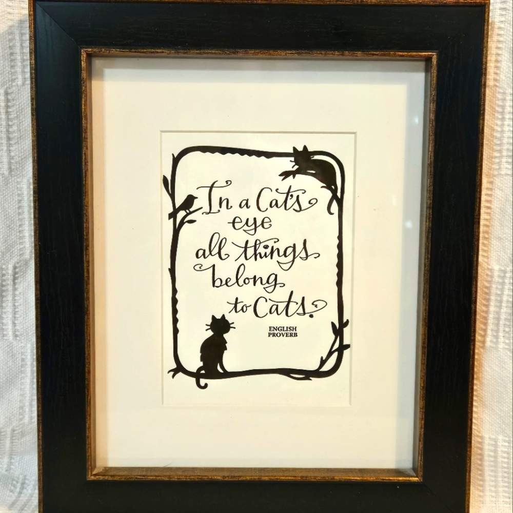 Cute Black and Cream Cat Picture 10" x 12"